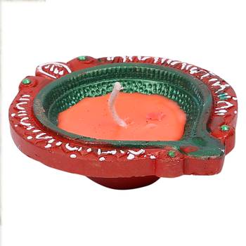 Handcrafted Wax Filled Big Terracotta Diyas - Set Of 4 4