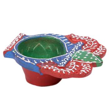 Kalash Design Handpainted Terracotta Diyas - Set Of 6 4