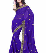 Purple embroidered Faux Georgette saree with blouse