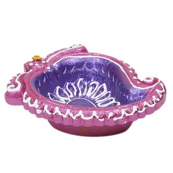 Mango Design Handpainted Terracotta Diyas - Set Of 6 4