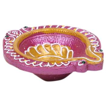 Hnadcrafted Multicolour Terracotta Diyas-Set Of 4 4