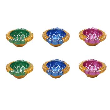 Small Handpainted Terracotta Diyas - Set Of 12 3