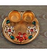 Kumkum Tilak Thali with Two Katoris, Haldi Kumkum Rakhi thali Set, Pooja thali, Festival Kumkum Vati