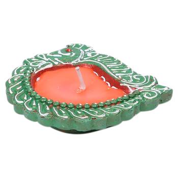 Swan Designed Handpainted Terracotta Diyas-Set Of 4 4