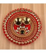 Kumkum Tilak Thali with Two Katoris, Haldi Kumkum Rakhi thali Set, Pooja thali, Festival Kumkum Vati