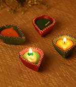 Traditional Painted Terracotta Diyas- Set Of 4