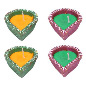 Traditional Painted Terracotta Diyas- Set Of 4 3