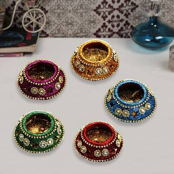 Colorful Matki Shape Diyas (Set Of 5) 1