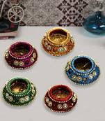 Colorful Matki Shape Diyas (Set Of 5)