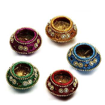 Colorful Matki Shape Diyas (Set Of 5) 2