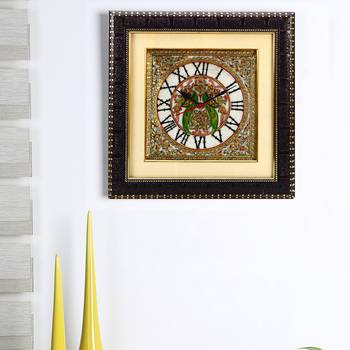 Parrot Motif Marble Wall Clock 1