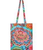 Eco-Friendly Blue & Multicolour Floral Print Canvas Shoulder Bag