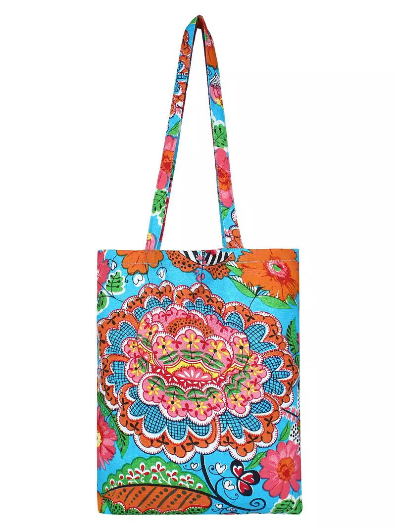 Eco-Friendly Blue & Multicolour Floral Print Canvas Shoulder Bag