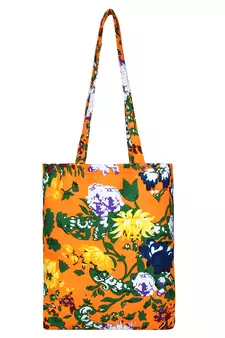 Eco-Friendly Orange & Multicolour Floral Print Canvas Shoulder Bag