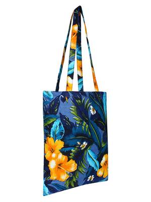 Eco-Friendly Navy Blue & Multicolour Floral Print Canvas Shoulder Bag 2