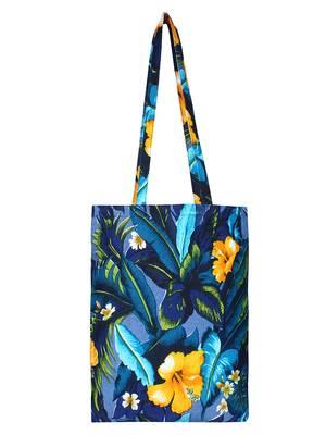 Eco-Friendly Navy Blue & Multicolour Floral Print Canvas Shoulder Bag 3