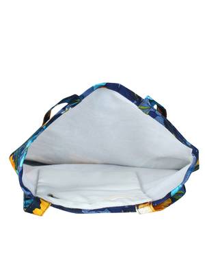Eco-Friendly Navy Blue & Multicolour Floral Print Canvas Shoulder Bag 4