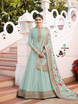 Sky-blue embroidered silk salwar 1