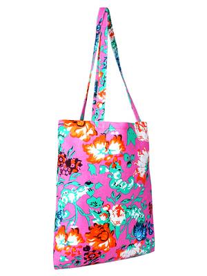 Eco-Friendly Pink & Multicolour Floral Print Canvas Shoulder Bag 2