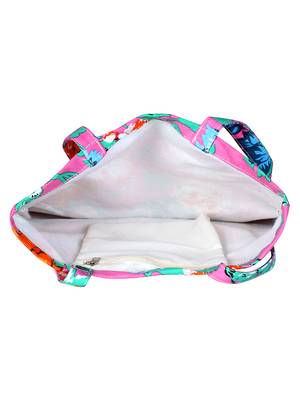 Eco-Friendly Pink & Multicolour Floral Print Canvas Shoulder Bag 4