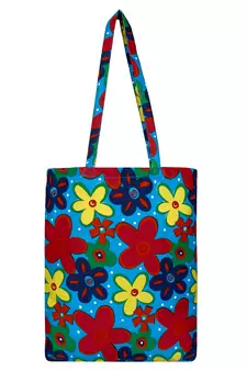 Eco-Friendly Blue & Multicolour Floral Print Canvas Shoulder Bag