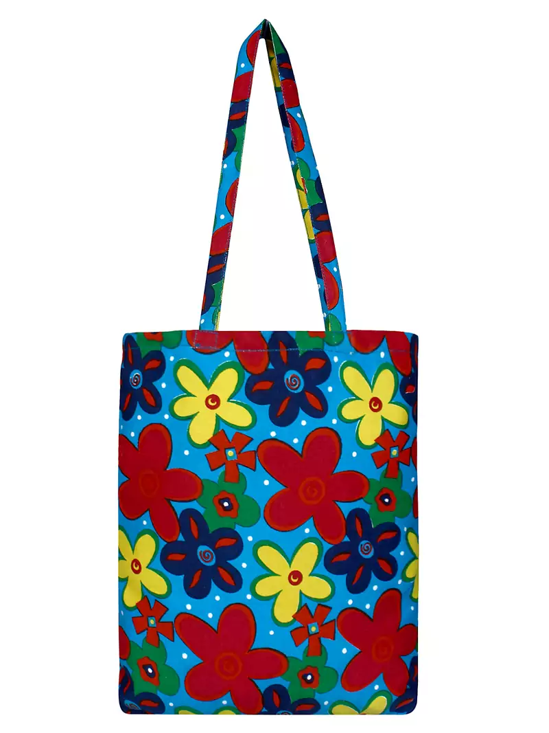 Eco-Friendly Blue & Multicolour Floral Print Canvas Shoulder Bag