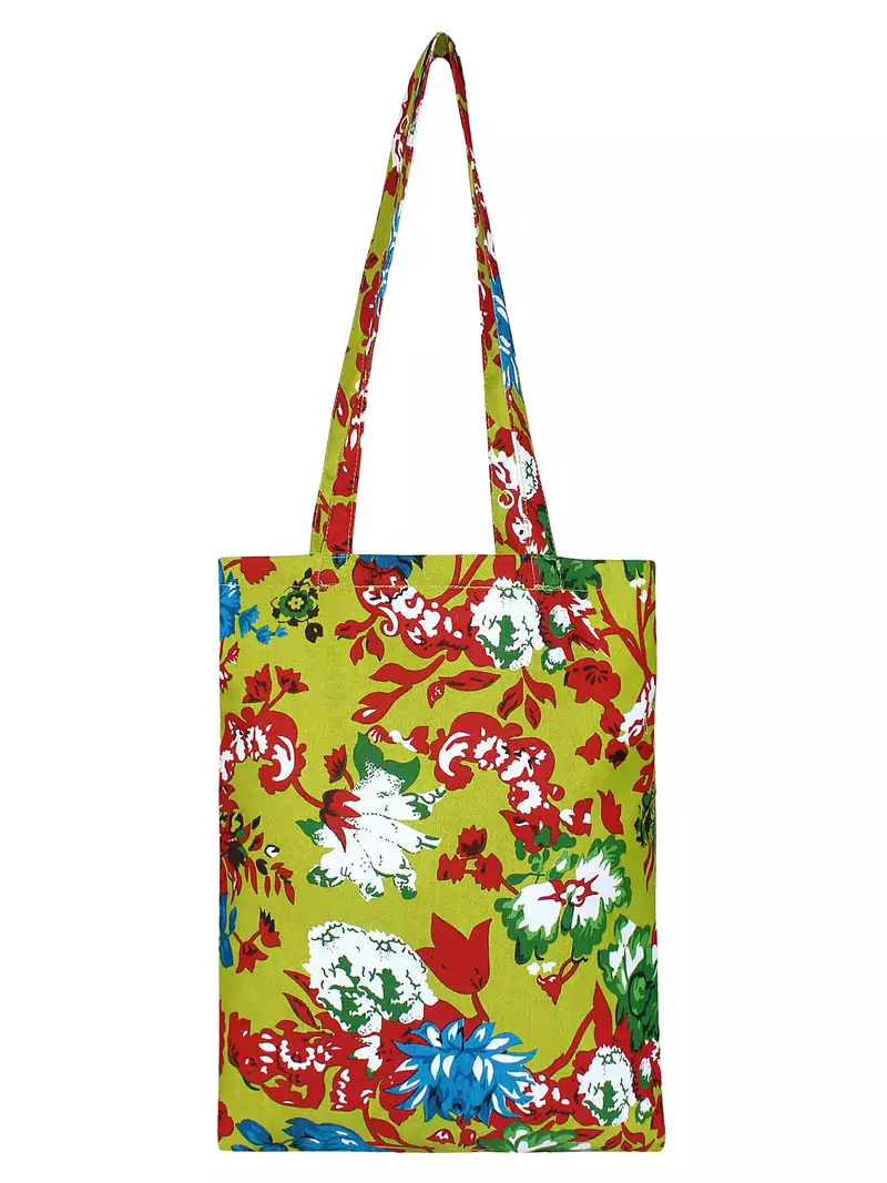Eco-Friendly Green & Multicolour Floral Print Canvas Shoulder Bag