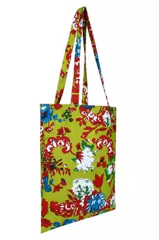 Eco-Friendly Green & Multicolour Floral Print Canvas Shoulder Bag