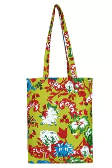 Eco-Friendly Green & Multicolour Floral Print Canvas Shoulder Bag