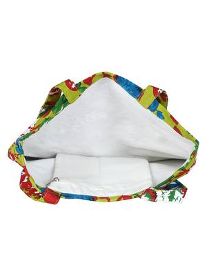 Eco-Friendly Green & Multicolour Floral Print Canvas Shoulder Bag 4