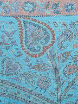 Blue & Multicolour Viscose Rayon Woven Design Paisley Shawl 4