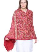 Maroon & Multicolour Woolen Heavy Embroidered Shawl