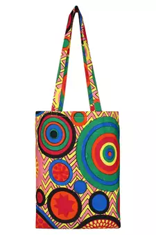 Eco-Friendly Pink & Multicolour Cirlce Print Canvas Shoulder Bag