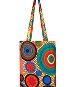 Eco-Friendly Pink & Multicolour Cirlce Print Canvas Shoulder Bag