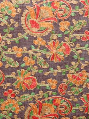 Dark Brown & Multicolour Woolen Heavy Embroidered Shawl 4