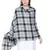 Grey & Black Woolen Woven Design Checkered Shawl