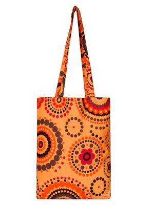 Eco-Friendly Orange & Multicolour Cricle Print Canvas Shoulder Bag 1
