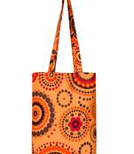 Eco-Friendly Orange & Multicolour Cricle Print Canvas Shoulder Bag