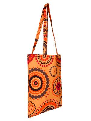 Eco-Friendly Orange & Multicolour Cricle Print Canvas Shoulder Bag 2