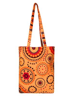 Eco-Friendly Orange & Multicolour Cricle Print Canvas Shoulder Bag 3