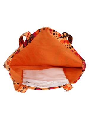 Eco-Friendly Orange & Multicolour Cricle Print Canvas Shoulder Bag 4