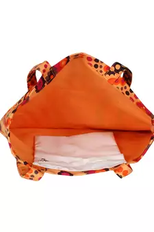 Eco-Friendly Orange & Multicolour Cricle Print Canvas Shoulder Bag