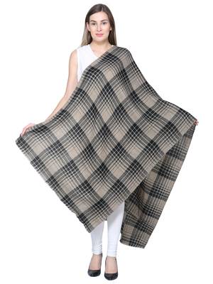 Brown & Black Woolen Woven Design Checkered Shawl 3