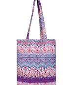 Eco-Friendly Purple & Multicolour Abstract Print Canvas Shoulder Bag