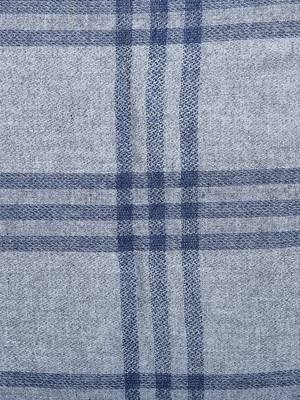 Grey & Navy Blue Woolen Woven Design Checkered Shawl 4