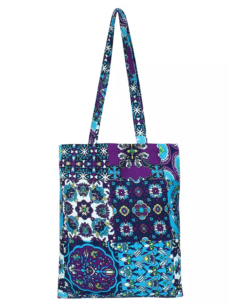 Eco-Friendly Blue & Multicolour Abstract Print Canvas Shoulder Bag