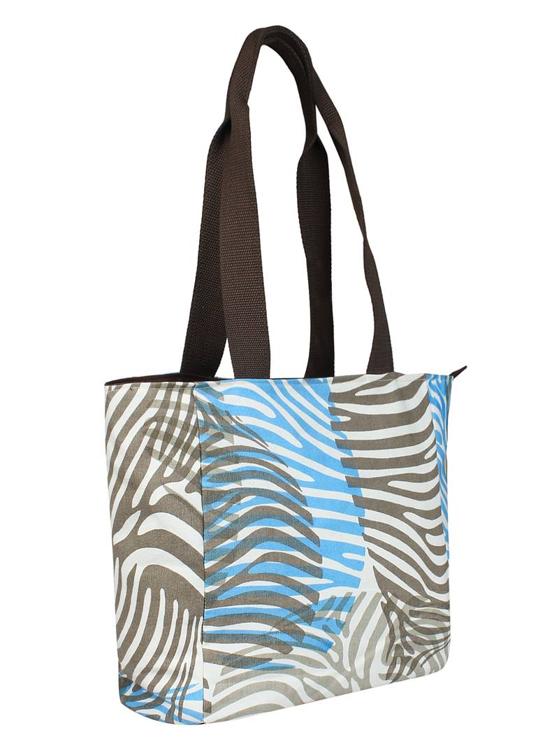 Zebra White & Multi Canvas Shoulder Bag