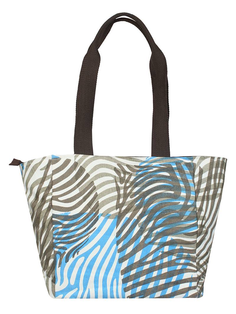 Zebra White & Multi Canvas Shoulder Bag