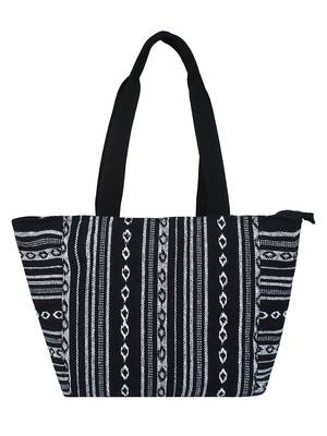 Fleecy Black & White Jacquard Shoulder Bag 1