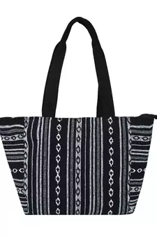 Fleecy Black & White Jacquard Shoulder Bag